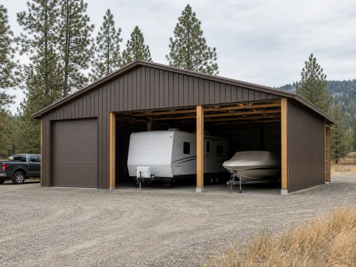 RV and boat storage pole building near Spokane, WA